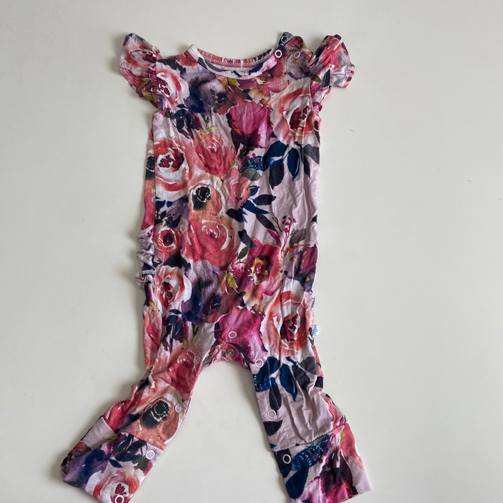 Posh peanut short sleeve pants, jumpsuit, ruffles on, butt, soft bamboo